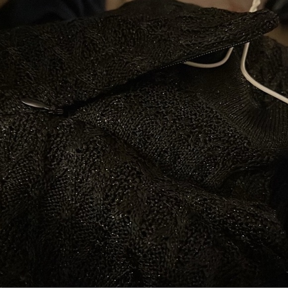 NWT St John Griffith Gray Black Sparkle Knit Mock Neck Top - Picture 3 of 5